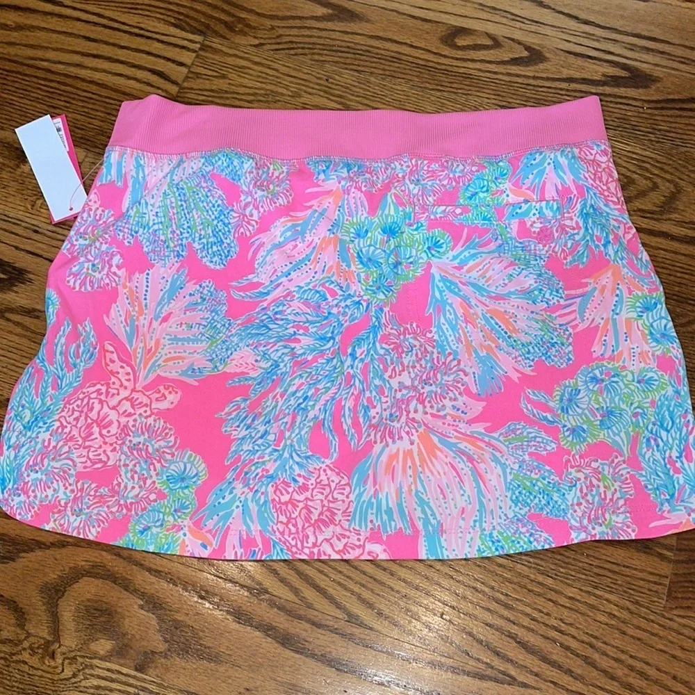 Lilly Pulitzer UPF 50+ Luxletic Run Around Skort Prosecco Pink Seaing Things L - Picture 8 of 9